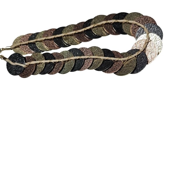 Elegant Metallic Disc Statement Necklace Black Copper Gold Fashion Jewelry Women - Picture 3 of 6